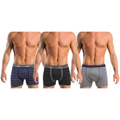 3 Packs Boxer Da Uomo Aris Fantasia a Righe Colori Assortiti In Cotone 