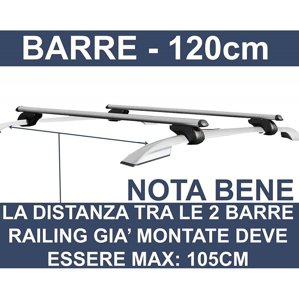 Rebeca Shop Barre universali Portapacchi per auto 135cm con barre  longitudinali gia montate Serratura con chiavi - LS43 : : Auto e  Moto