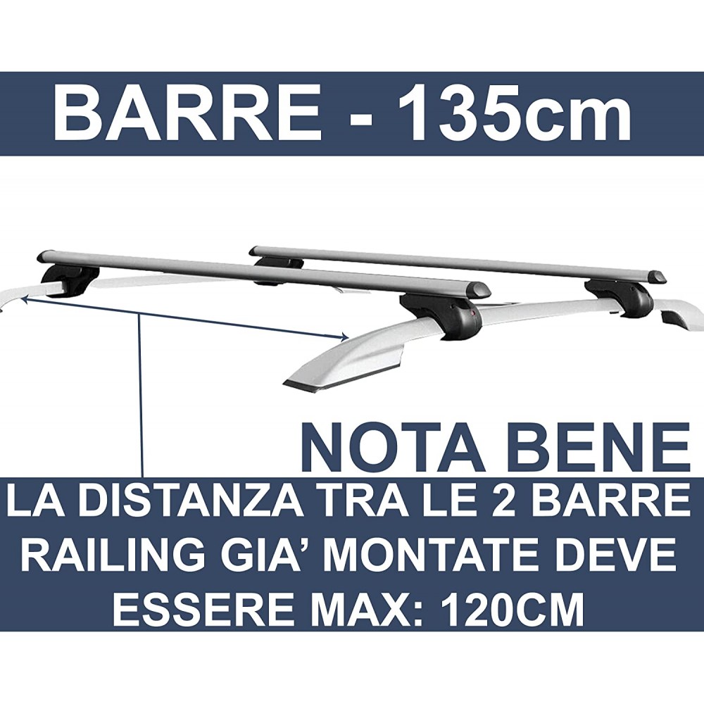 Barre Portapacchi Portatutto Universali Auto Con Serratura Antifurto 135cm