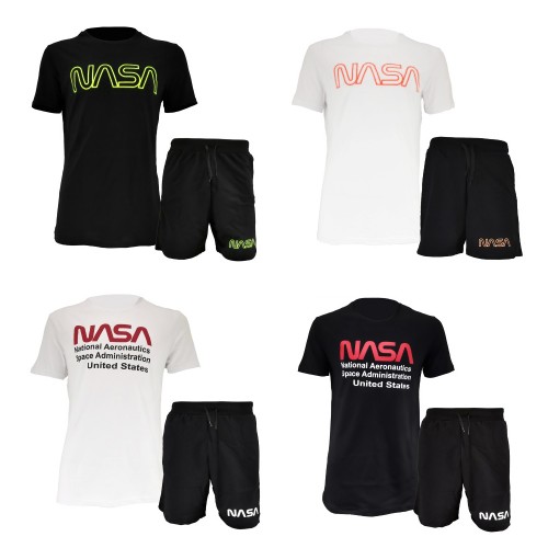 Completo sportivo NASA composto da t-shirt e pantaloncini con logo NASA da uomo 