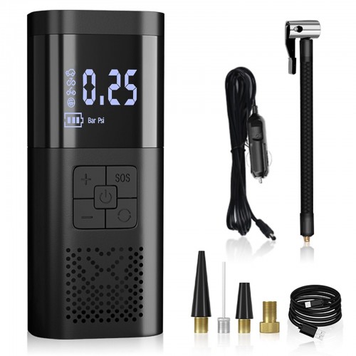 Compressore Portatile Gonfiatore Auto Moto Bici Con Torcia Led E Funzione Power Bank