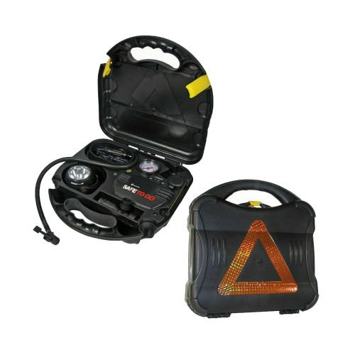 Kit compressore di aria con triangolo di emergenza e valigetta 12v 