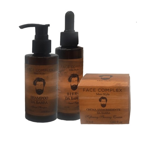 Set men style  Shampoo da barba 150ml , Siero da barba 100ml, Crema ammorbidente da barba 50ml face complex