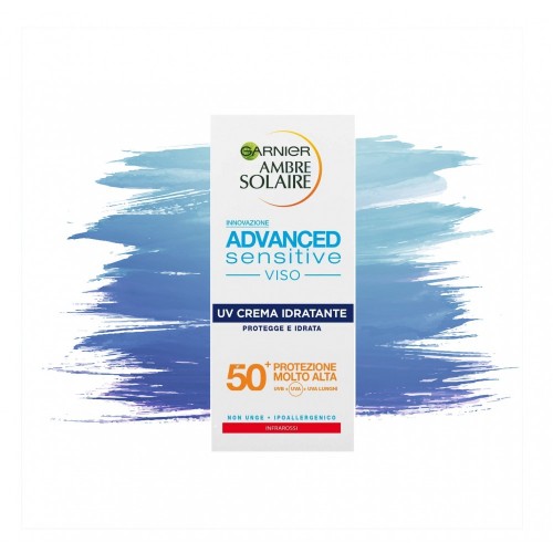 Garnier Ambre Solare UV Crema Gel Viso Advanced Sensitive IP50+ Protezione Molto Alta 50ml