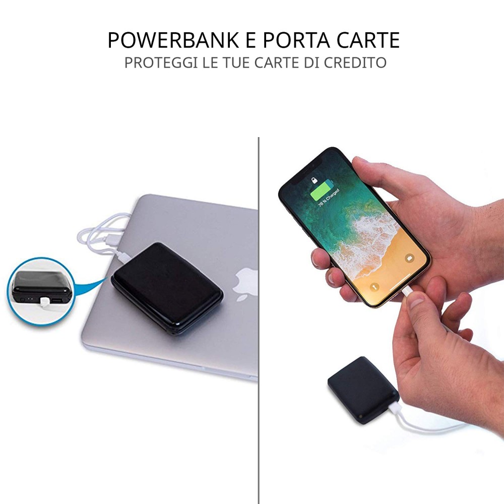 E Charge 2x1 Powerbank Porta Carte Di Credito E Protezione Anti Contactless