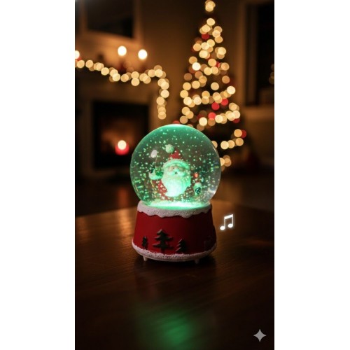 Palla di Neve Luminosa e Musicale di Babbo Natale
