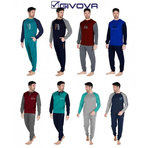 GIVOVA PIGIAMA UOMO LUNGO IN CALDO COTONE TUTA HOMEWEAR IN VARIE COLORI E TAGLIE GIVOVA PIGIAMA UOMO LUNGO IN CALDO COTONE TUTA HOMEWEAR IN VARIE COLORI E TAGLIE