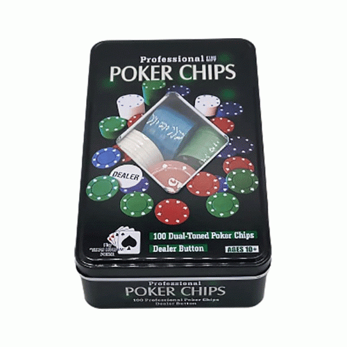 Set di Poker Fiches In scatola di metallo da 100 Gettoni di Poker