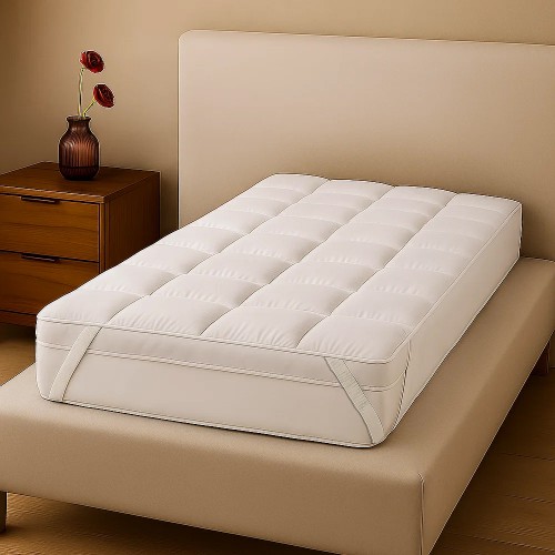 Topper Singolo 80x200  in Poliestere di Alta qualità, super Spesso 300gr e Morbido, antiallergico, Antiacaro e Traspirante Facile da Pulire Bianco